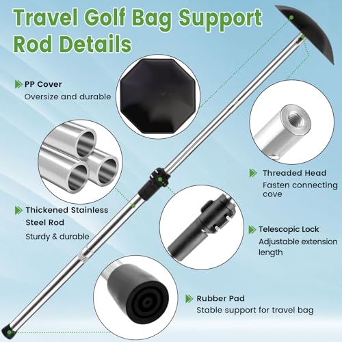 Greeily Golf Club Travel Protector Stick, 33"-60" Golf Travel Bag Support Pole Backup Support Adjustable for Airlines Stiff Arm Club Protector Metal Pole Hard Cover Black (Silver Rod) - image 3