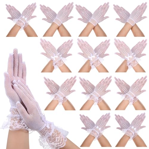 Guantes de novia de malla para fiesta de té y bodas elegantes de mujer