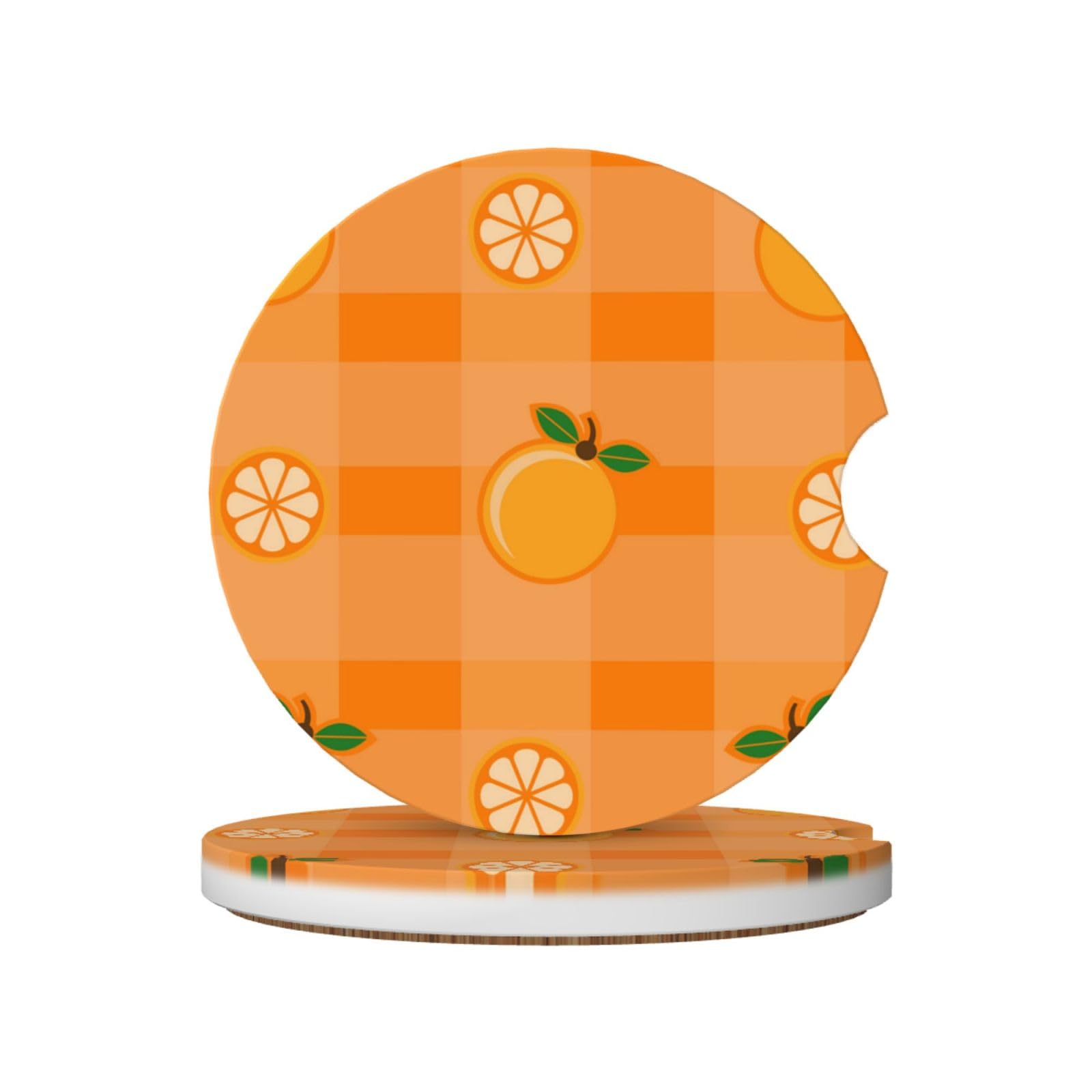 Orange And Orange Leaves, Car Cup Holder Coasters 2 Pack, Absorbent Ceramic Car Coasters with Non Slip Cork Base