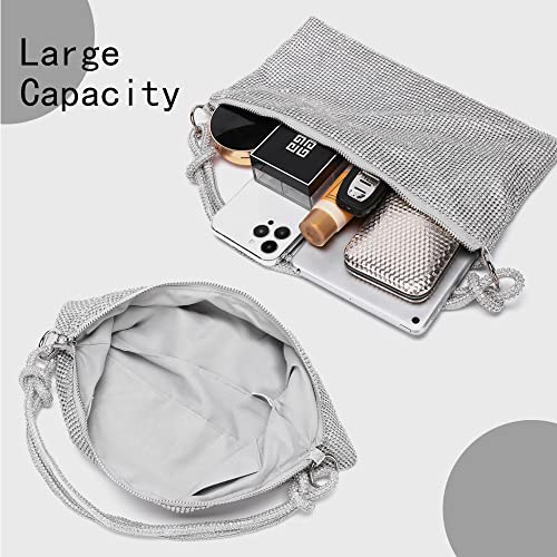 Weimzc Rhinestone Purse Women Glitter Sparkly Clutch Evening Bags Bling Handbag Hobo Bag For Prom Cocktail Party Wedding(Small Size-Silver) #TOP1