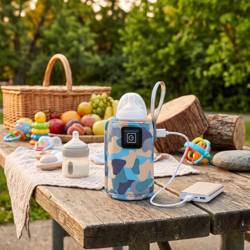 USB Milk Bottle Warmer Bag Size Temperature Adjustable Portable Feeding Bottle Warmer 5V 2A (Blue) image 4