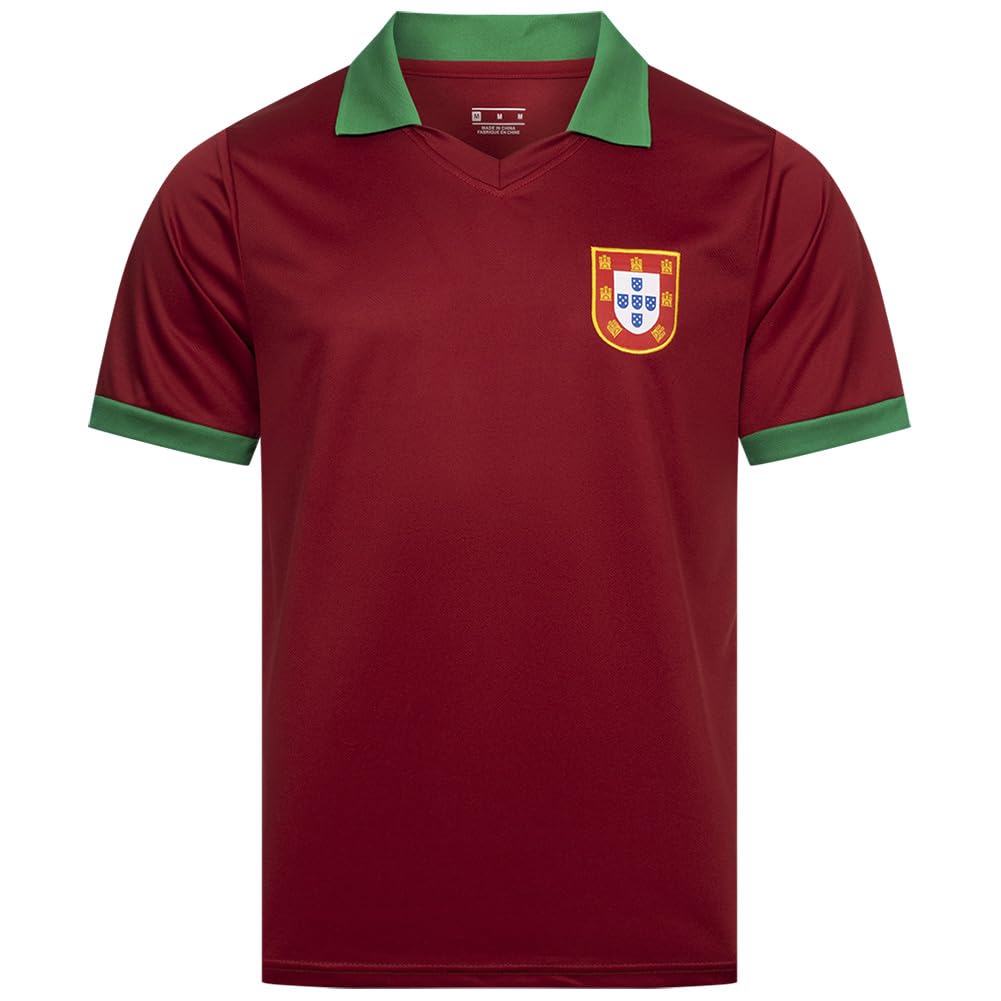 Jelex Men's Portugal Retro History Jersey | Embroidered Logo And Short Sleeves | Nostalgic Design For Football Fans | Ideal For Collectors, L