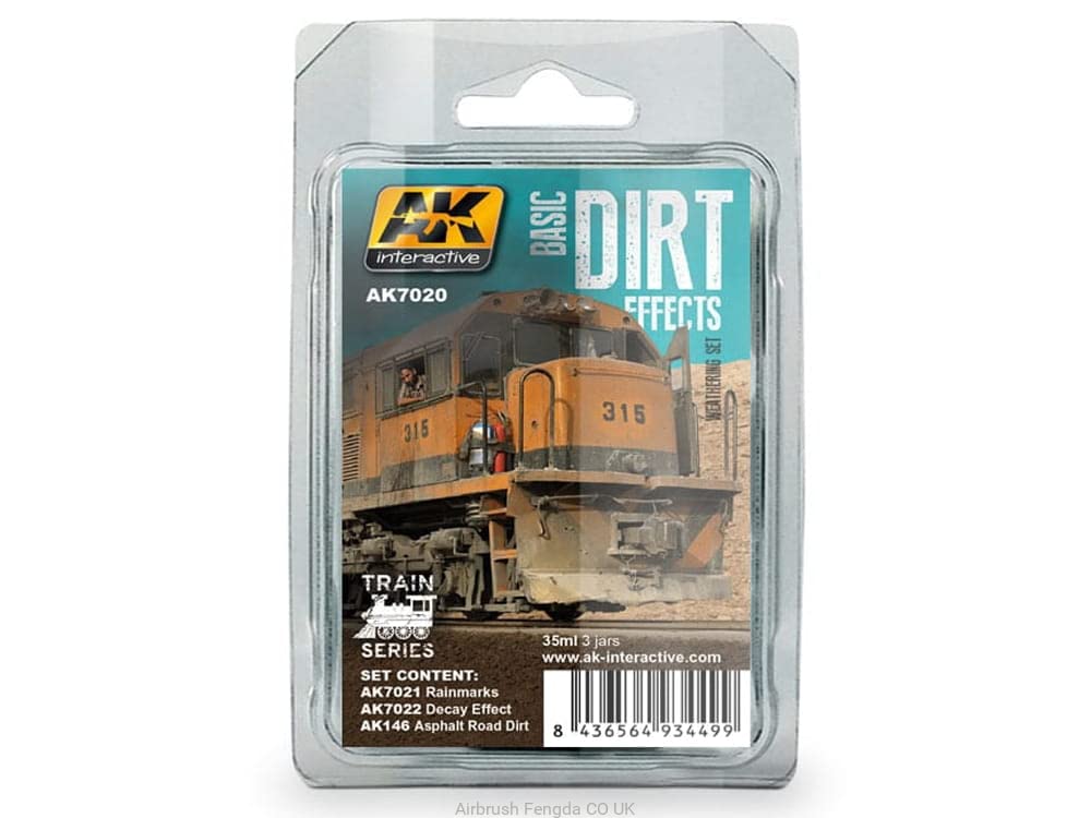 Ak Interactive Ak Trains Weathering Set Ak7020 Basic Dirt Effects Weathering (3X35ml)