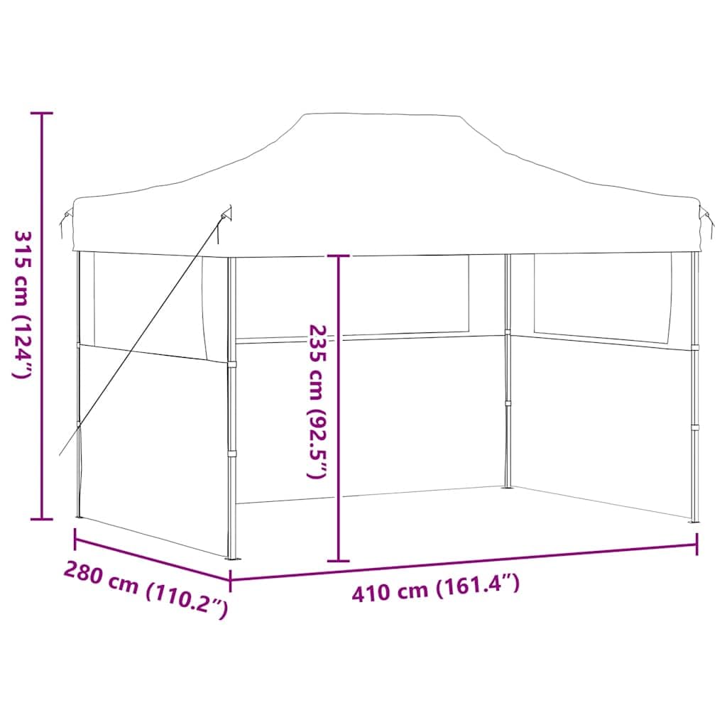 Gartenpavillon, faltbar, für den Außenbereich, mit 3 Wänden, 3 x 4 m, Stahl, Anthrazit
