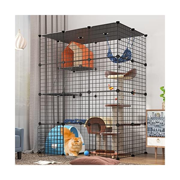 Eiiel-Large-Cat-Cage-Enclosure-Indoor-DIY-Cat-Playpen-Detachable-Metal-Wire-Kennels-Crate-2x3x4-Large-Exercise-Place-Ideal-for-1-3-Cat Eiiel-Large-Cat-Cage-Enclosure-Indoor-DIY-Cat-Playpen-Detachable-Metal-Wire-Kennels-Crate-2x3x4-Large-Exercise-Place-Ideal-for-1-3-Cat