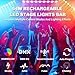 ENDYSHOW Rechargeable Stage Lights Bar,2Pack 9 LED RGBWA+UV Battery Powered DJ Light Strip Built-in 5200mAh Battery Remote Control DMX512 Sound Activated Uplights for Church Events Wedding Disco Party