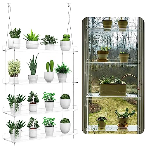 ZerzSemp 4-Tier Hanging Clear Plant Shelves for...