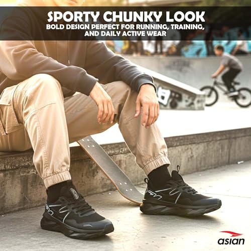 Image of ASIAN Quantum-24 Men's Running Shoes | KPU & Breathable Knit Upper, Energy Return Sole, Memory Foam Cushioning, High Grip Traction, Stylish Lightweight Sneakers