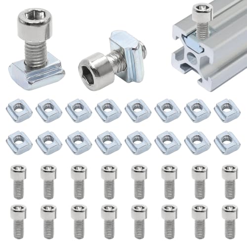 lyualma 30 Pièces Écrou à Rainure en T Coulissant M5 de Marteau Écrou en T avec Vis Écrous en T en Acier au Carbone pour Accessoires de Profil D'extrusion en Aluminium