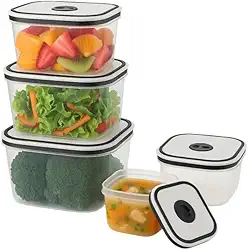 Kit 5 Potes Herméticos Premium para Geladeira – Organizadores Quadrados com Vedação, Sem BPA, Perfeitos para Frutas, Legumes e Refeições