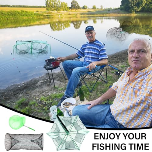 5PCS Fishing Bait Trap Minnow Trap Foldable Fishing Trap Cylindrical Hexagon Crawfish Fishing Net Trap Portable Folded Fishing Accessories