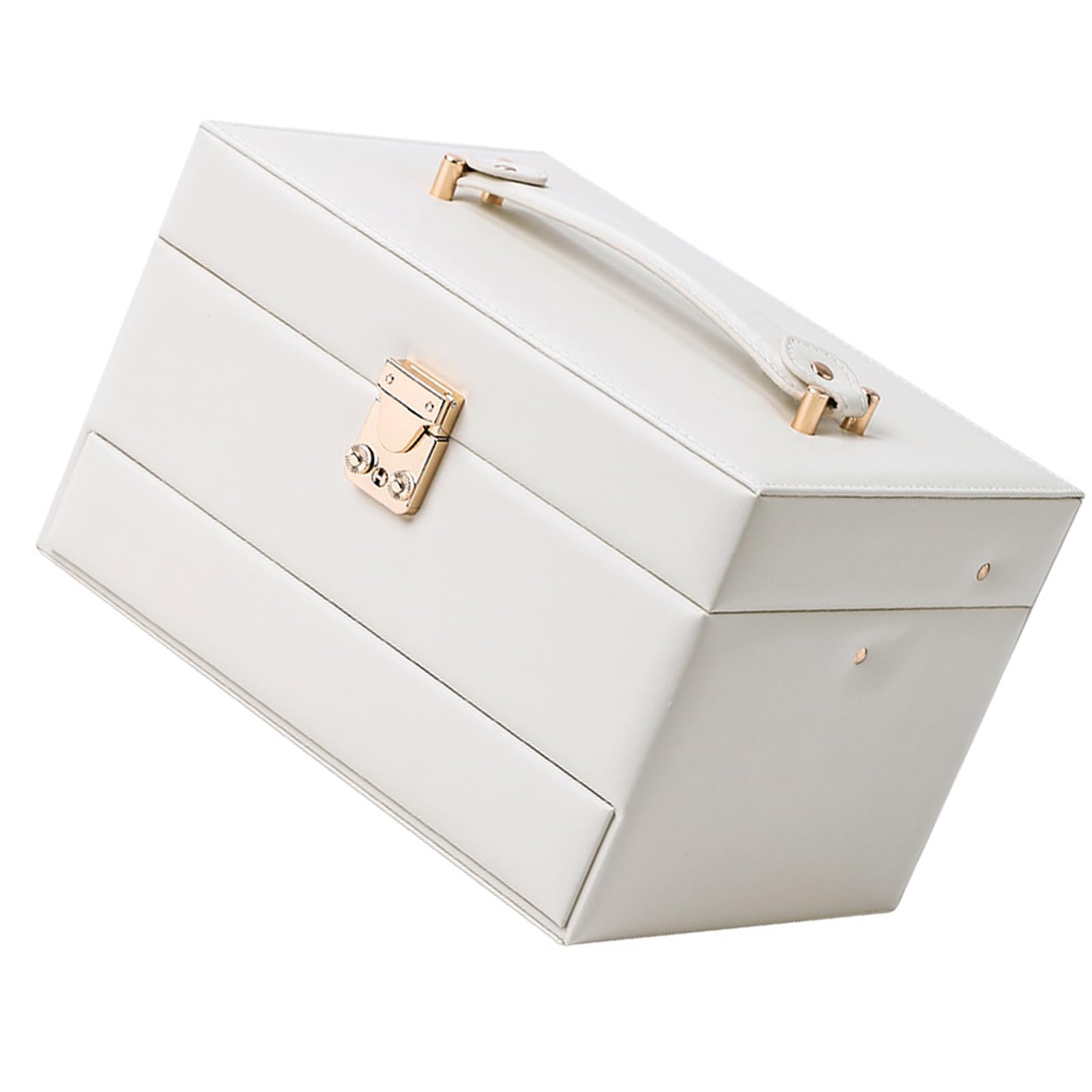 Jazuaiao Auto Opening Multiple Layer Jewelry Box Leather Travel Case for Rings Earrings Necklaces Spacious Storage Compartments Multi-Layer Auto Opening Jewelry Box