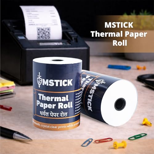 Image of MSTICK Premium Thermal Receipt Paper Rolls - 80mm (3 Inch) x 50 Meter - POS Billing Paper - Pack of 10 Rolls