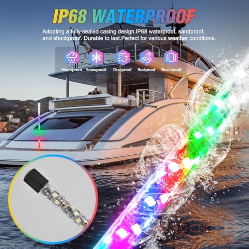 Image of Nilight Boat Navigation Light 4FT Spiral LED Whip Lights