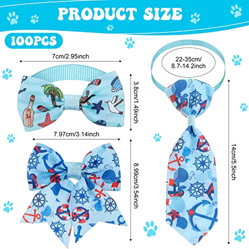 Reginary 100 Pieces Dog Bow Tie Collar Set Include 40 Dog Neckties, and 30 Puppy Bow Tie, 30 Collar Flowers, Adjustable Dog Bows Grooming for Small Medium Dogs Supply (Ocean) Reginary 100 Pieces Dog Bow Tie Collar Set Include 40 Dog Neckties, and 30 Puppy Bow Tie, 30 Collar Flowers, Adjustable Dog Bows Grooming for Small Medium Dogs Supply (Ocean)