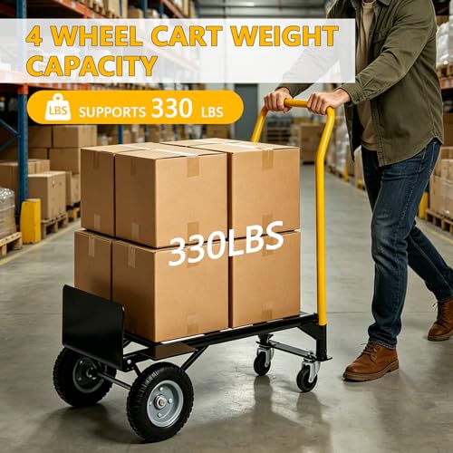 Carretilla convertible 2 en 1 con ruedas giratorias 330 lbs miniatura 3