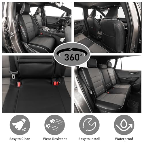 Image of EKR Rav4 Seat Covers Custom Fit for Toyota Rav4 (Hybrid) Woodland /Limited 2026,Waterproof Leather Car Seat Cover Full Set for SUV,Faux Leather(Black /Gray)