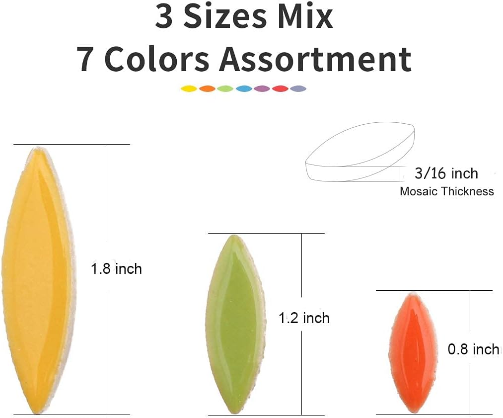 Youway Style Ceramic Mosaic Tiles for Crafts, Petal Mosaic Pieces for Crafts Bulk (Mixed Colors,568g,20 Ounce)