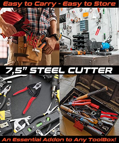 Heavy-Duty Wire Cutter (7,5-Inch) For Diy Projects, Railing, Decking, Wire Seals & Bicycle Cable. Sharp & Precise One-Hand Operation 7,5"Steel Cable Cutter, Bike Cable Cutter & Wire Rope Cutter #TOP3
