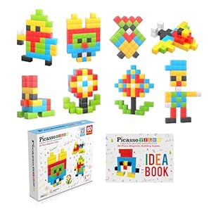 PicassoTiles 60 Pieces 1″ Magnetic Building Blocks, 3D Construction Cubes Magnet Sensory Toys Gifts with Free Idea Book for Kids, Toddlers & Babies – PMC60