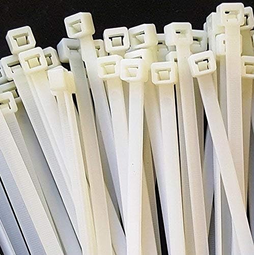 Heavy Duty Cable Zip Ties. Durable strong nylon tie wraps, 120 LB Tensile Strength (15 Inch 100 Pack, White)
