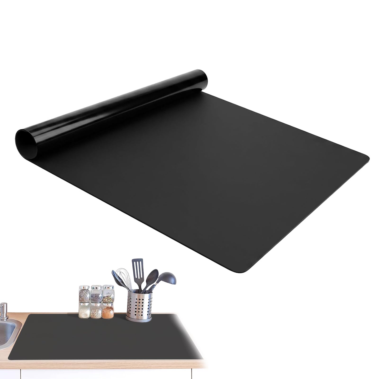 Grand tapis en silicone XXXL - 120 x 60 cm - Extra épais de 2 mm - Tapis de travail - Tapis de peinture - Résistant à la chaleur et antidérapant - Pour établi, bricolage et cuisine - Noir