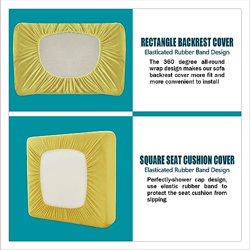 Housse de canapé velours extensible vert citron : protégez vos coussins séparés - 4