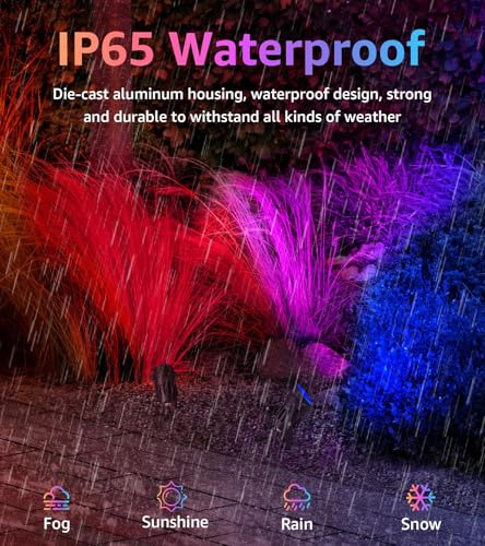 SUNVIE RGBW Halloween Outdoor Spotlight 12W LED Landscape Spotlights 120V Color Changing Spotlight Outdoor Remote Control Waterproof LED Spot Lights Landscape Lights for Yard Patio Garden Lawn, 1 Pack