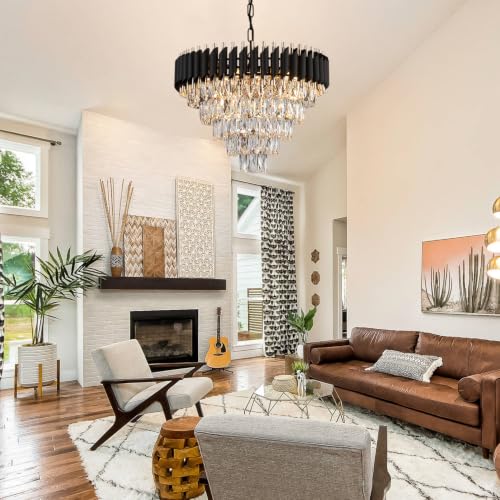 Image of Crystal Chandelier Contemporary, 24 inch Modern Living Room Chandeliers,