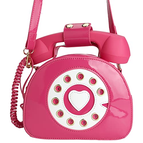 Image of QiMing Retro dial telephone Crossbody Shoulder Bag,Pu Movable microphone Purse for Women