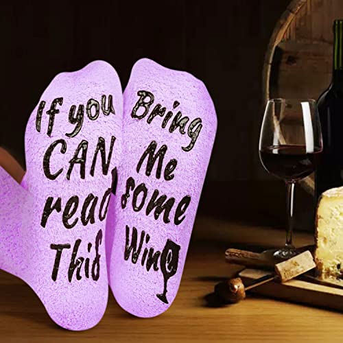Image of Benefeet Sox Women Wine Sock Fuzzy If You Can Read This Bring Me Wine Socks Funny Gifts Mom Novelty Fluffy Cozy Saying Sock