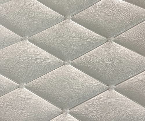 TENDAGGIMANIA Simili cuir Nautique au Metre Imperméable AU DIAMANT BLANC-Pour Coussin Canapé Bateau - Tissus au Metre Cuir