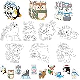 Dvbonike 30 Packs Polar Animals Coloring Craft Kit with Magnet - Color Your Own Winter Magnets Card Set for Kids DIY Fridge Refrigerator Christmas Decor Home Party Gift Classroom Art Activity Supplies