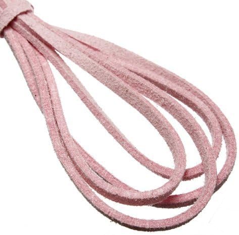 Water & Wood 3.3 Feet Faux Suede Cord Craft Lace Leather Flat Cord DIY Rope Strings Bracelet Light Pink