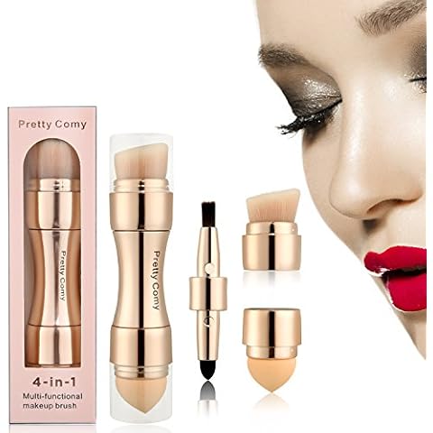 4 in 1 Makeup Brush Set, Eyeshadow Eye Lip Face Concealing Blush Foundation Brush by Pretty Comy Cover