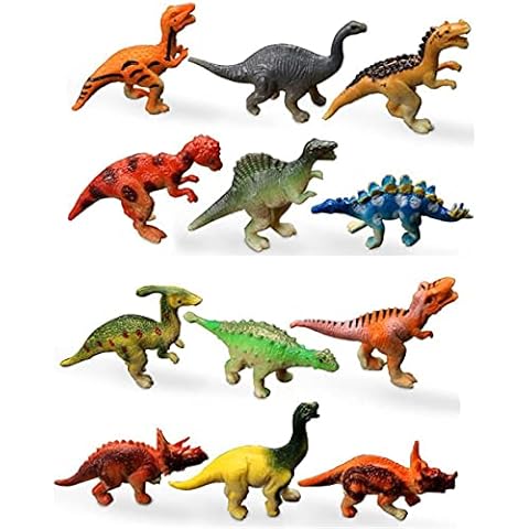 HAPTIME Plastic Assorted Mini Dinosaur Figures, Little Dinosaur Figurine, Small Dino Toy 1.5 inch, Great for Dino Cake Topper, Easter Eggs Filler, Pack of 12 Cover