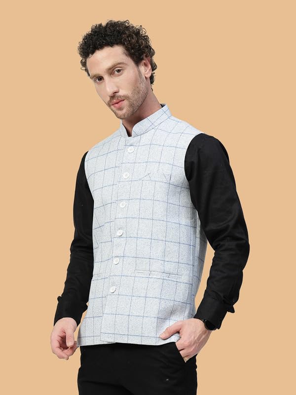 Image of VASTRAA FUSION Men's Traditional Woolen Nehru Jacket Modi Waistcoat