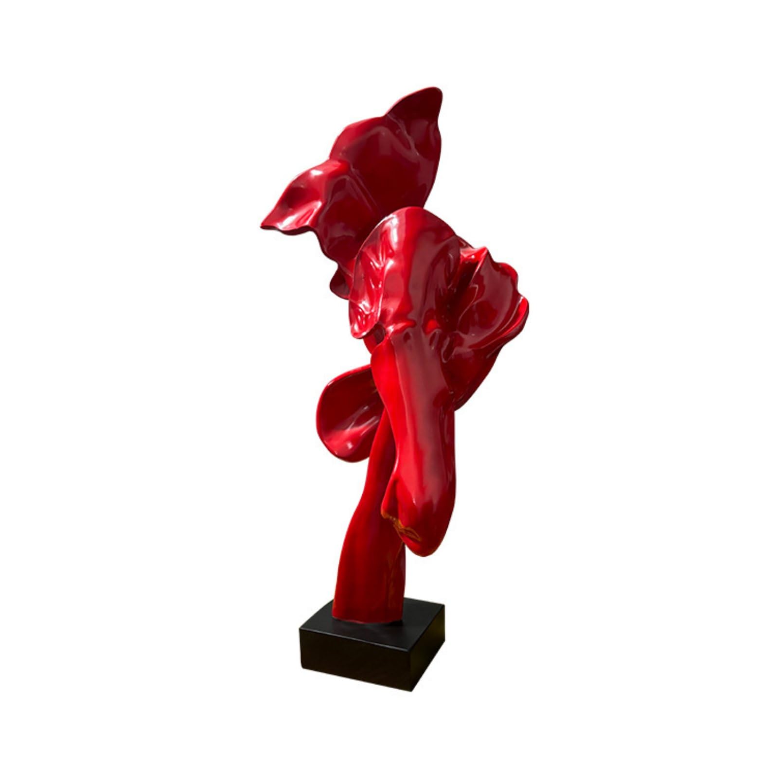 B Baosity Escultura Arte Estatua Decorativa Figura Geométrica Adorno de Interior en Resina Acabado Suave Fácil de Colocar Adecuada para Salón Recibidor Estudio Hotel Estante Recepción, Rojo