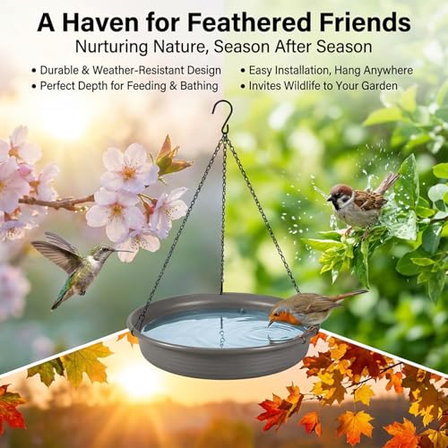 Image of CARGEN Hanging Bird Bath Bird Feeder - 11.8inch Water Feeder Tray Outdoor