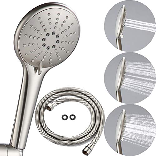 TRIPHIL Updated Version 4.5" Handheld Showerhead Replacement with 59 Inches Hand Held Shower Hose Stainless Steel Metal Sleeve Tube Brass Connectors Brushed Nickel Sealed with PVD, Satin Nickel