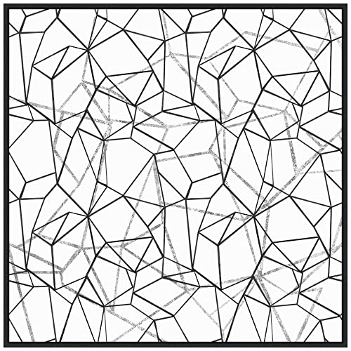 Amanti Art Framed Canvas Wall Art 30x30 Across Geometrics Silver Crop by Wild Apple Portfolio, Framed Wall Art Canvas, Abstract Artwork, Modern Decor, Large Poster Painting for Living Room, Bedroom,