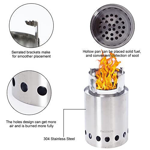 Emot Outdoor Stainless Steel Portable Fire Pits For Outdoor Backpacking Hiking Traveling Picnic Bbq, Outdoor Wood Stove, Rocket Stove, Backpacking Stove, Camping Stove, 5 Inch #TOP2