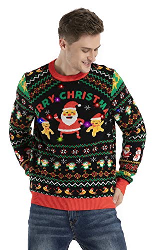 OFF THE RACK Unisex Herren Lustig LED Leuchtende Weihnactspullover...
