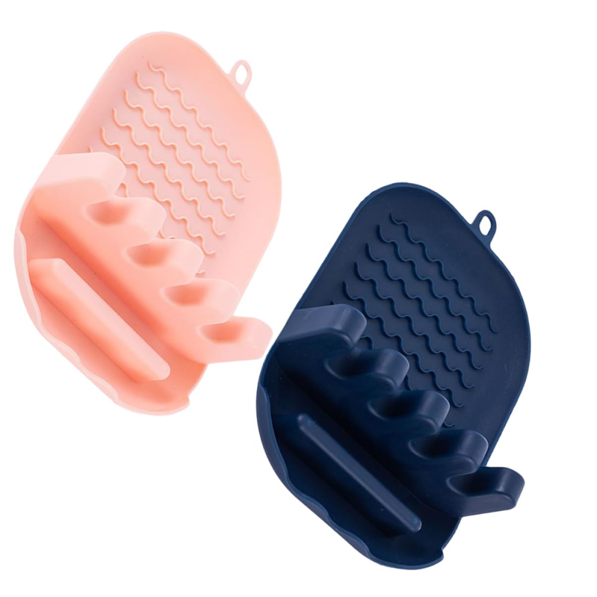OFFSCH 2Pcs Multifunctional Kitchen Utensil Organizer Plastic Pot Cover Stand with Design Drying Rack for Spoon Chopsticks and Ladles Pink Navy Blue