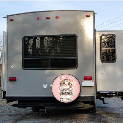 Image of Dujiea Cute Cat Faces Spare Tire Cover, Universal Wheel Tire Cover Waterproof Dust-Proof Tire Protectors for Trailer Rv SUV Truck Camper and Many Vehicle 14 15 16 17 Inch