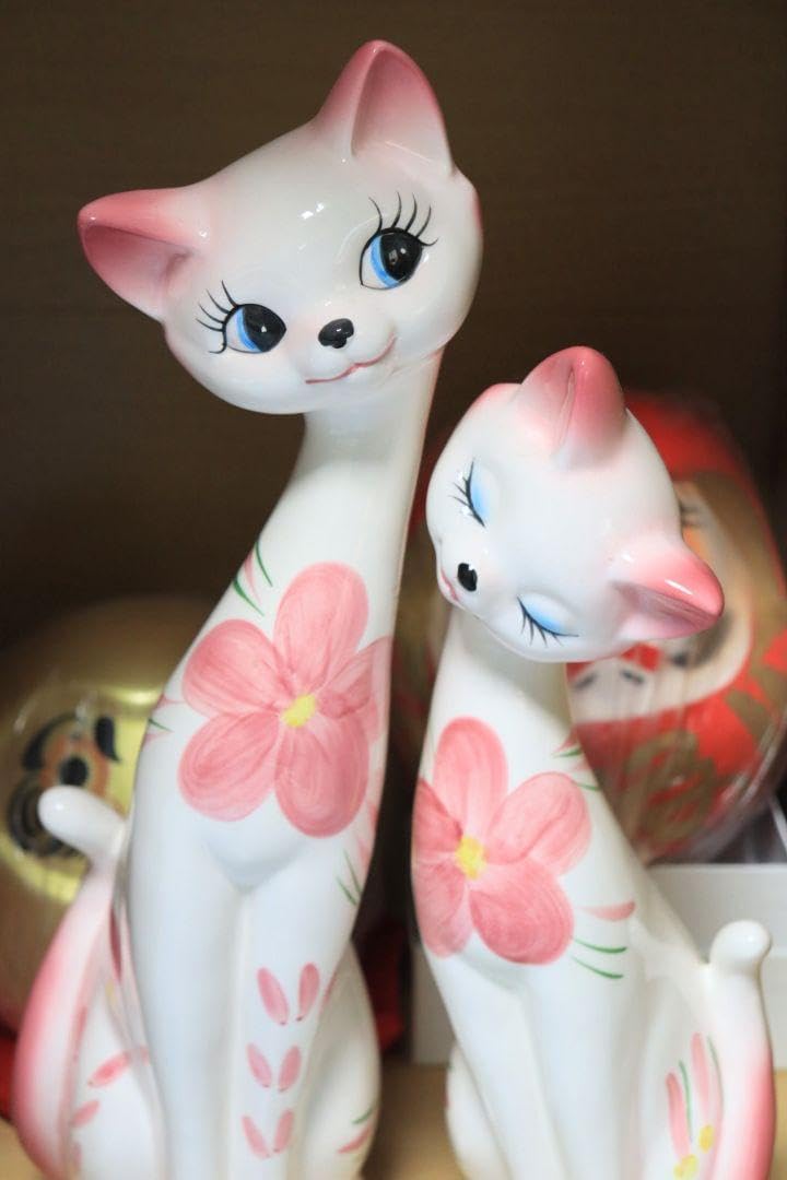 ペア猫(昭和レトロ)①　赤ピンク ペア猫レトロ 赤ピンク ペア猫(昭和レトロ)① 赤ピンク 昭和