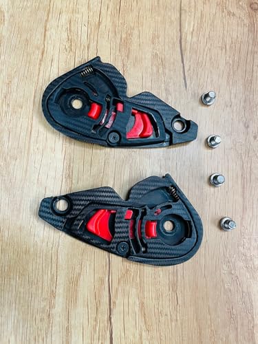 Image of Visor Side Screw Mechanism Set for Axor Apex Helmet, Carbon Fiber Pattern, Black and Red
