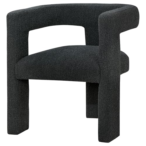 Sillón tapizado boucle negro con diseño moderno miniatura 5