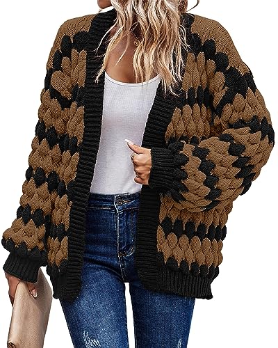 KIRUNDO Women's Cable Knit Sweater Cardigan Open...
