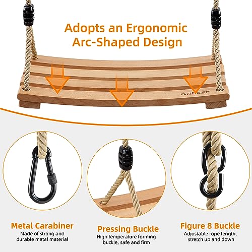 AnExer Wood Tree Swing Seat, Wood Swing Seat - Image 2